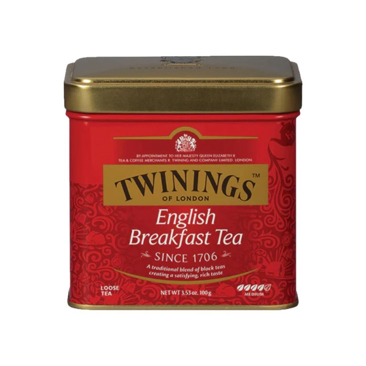 Twinings English Breakfast Loose Tea Tin, 3.53 Ounce Tin (Pack of 1), Smooth, Flavourful, Robust Black Tea Leaves, Caffeinated, Enjoy Hot or Iced