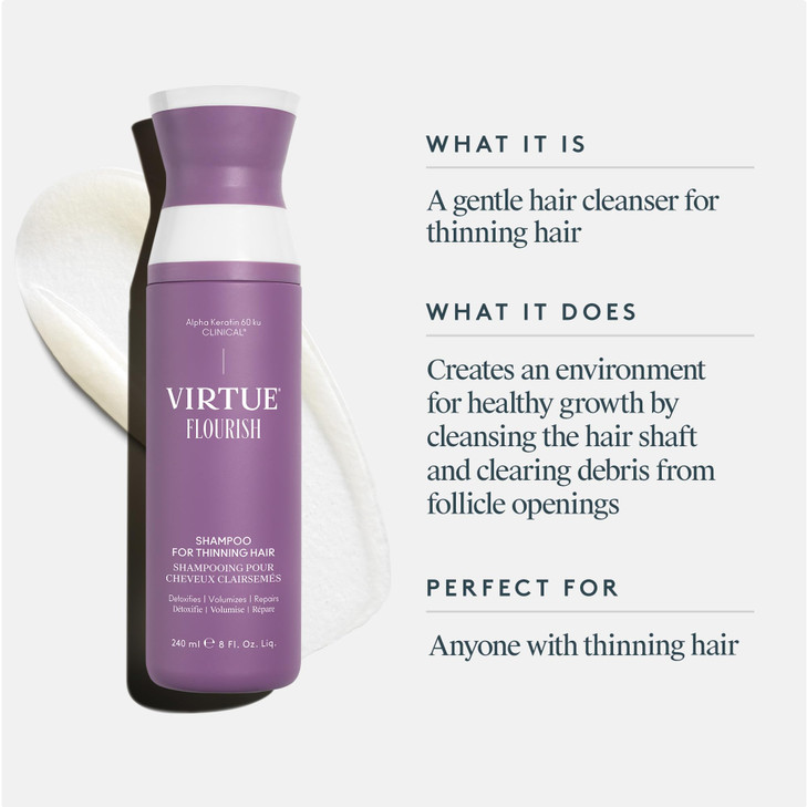 Virtue Flourish Shampoo for Thinning Hair | Detoxifies, Volumizes, Repairs Thinning Hair