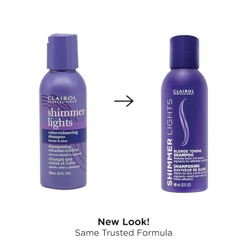 Clairol Professional Shimmer Lights Purple Shampoo, 2 fl. Oz Neutralizes Brass & Yellow Tones For Blonde, Silver, Gray & Highlighted Hair Packaging M