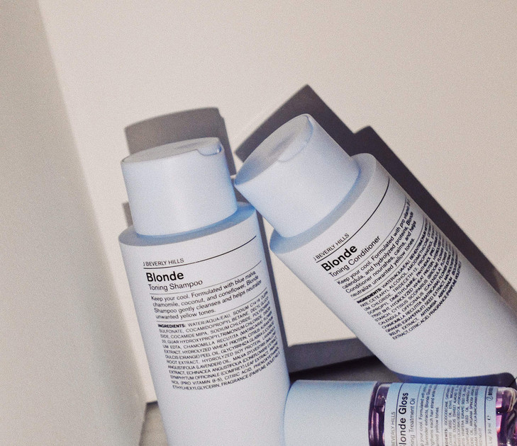 J Beverly Hills Blue Blonde Toning Shampoo with Coconut Oil for Deep Conditioning, 12 Oz