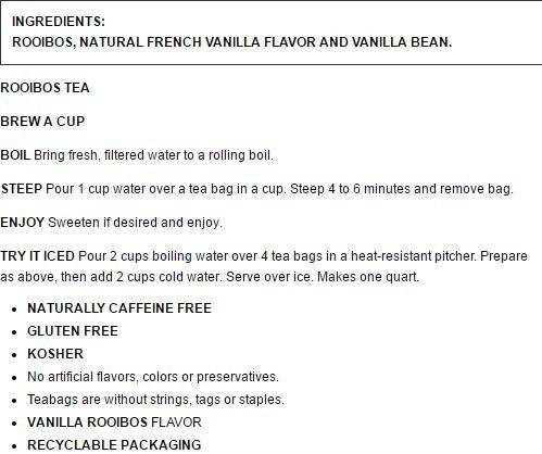 Celestial Seasonings Madagascar Vanilla Red Tea Bags - 20 Count (Pack of 20)