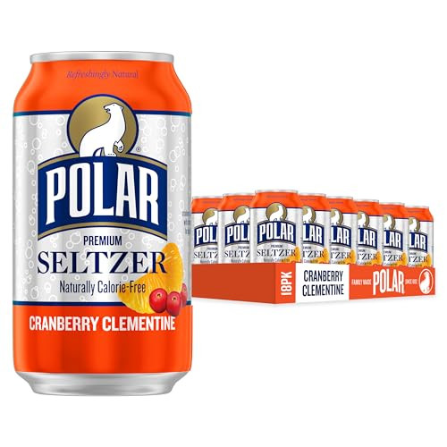 Polar Seltzer Water Cranberry Clementine, 12 fl oz cans, 18 pack