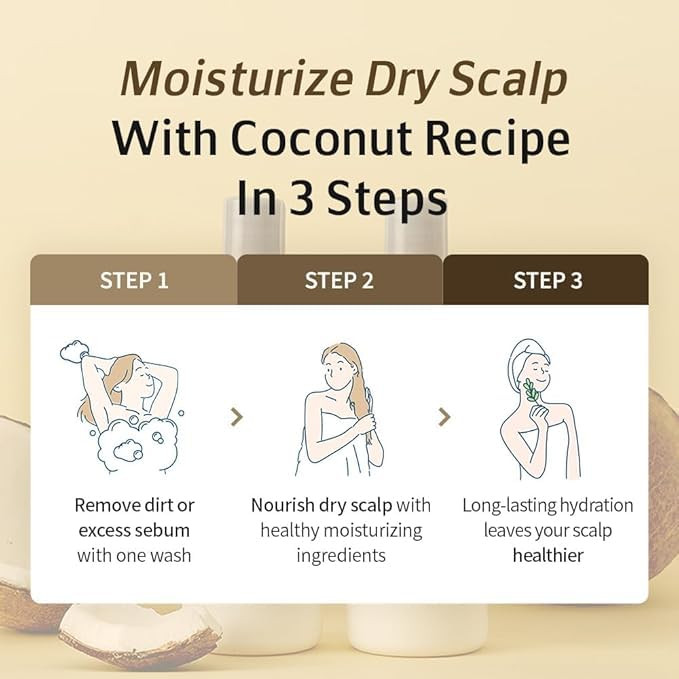 Karl&Hans Botanic Gourmand Coconut Vegan Shampoo Organic - Sulfate-Free, Moisturizing, Nourishing Shampoo with Coconut Oil&Natural Flower Extracts fo