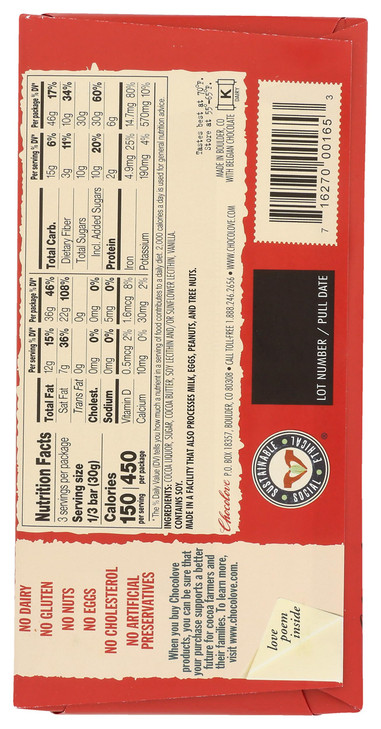 Chocolove, Chocolate Bar Dark Rich, 3.2 oz