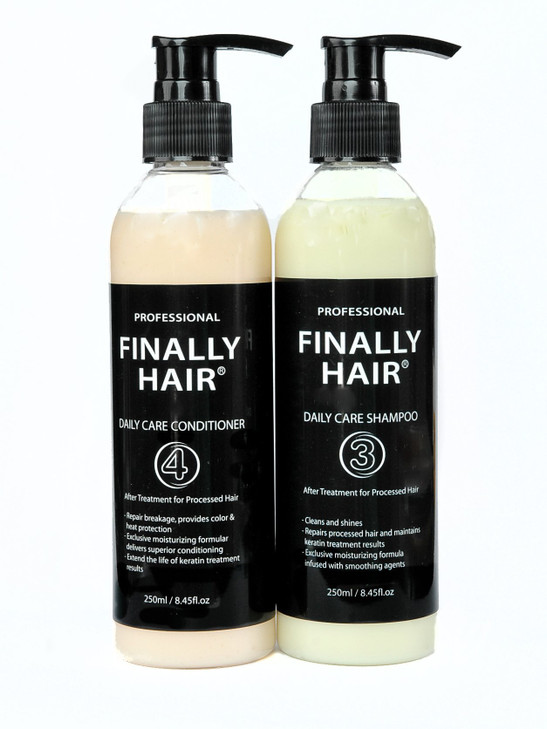 Finally Hair Brazilian Sulfate Free Shampoo & Conditioner For Use On Treated Hair (Perfect after Keratin Straightenting Smoothing Treatments and Perm