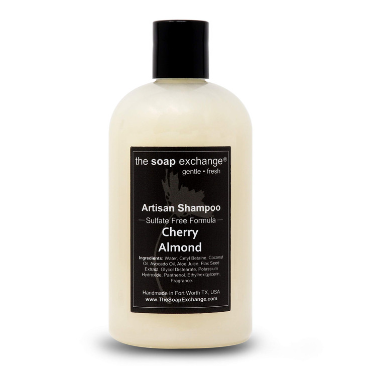 The Soap Exchange Hair Shampoo - Cherry Almond Scent - Hand Crafted 12 fl oz / 354 ml Natural Artisan Hair Care, Gentle, Sulfate & Paraben Free, Clea