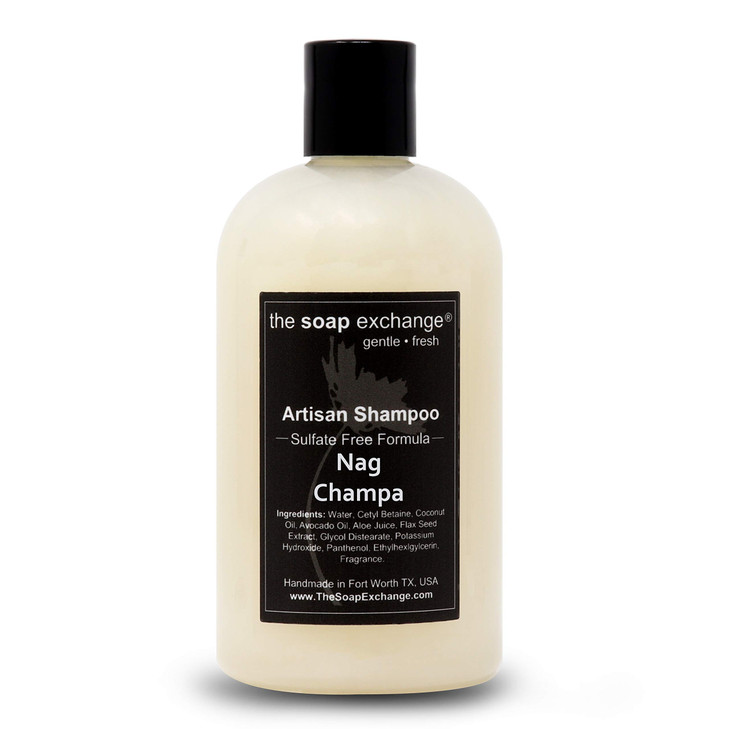 The Soap Exchange Hair Shampoo - Nag Champa Scent - Hand Crafted 12 fl oz / 354 ml Natural Artisan Hair Care, Gentle, Sulfate & Paraben Free, Cleanse