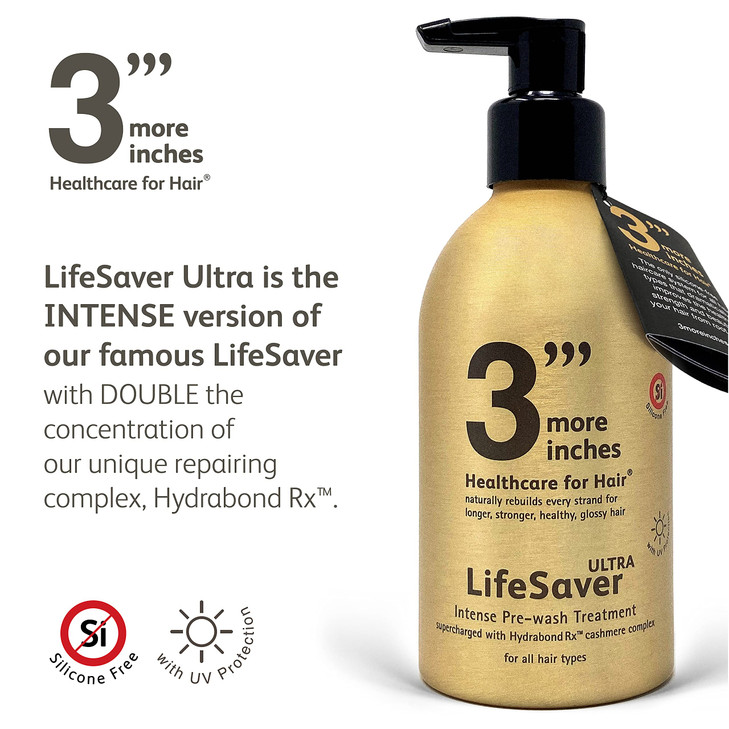 3'''More Inches LifeSaver Ultra Intense Pre-wash Treatment 325ml - Double Concentration Hair Repair -Broken Bond Restore Treatment -Sulphate Free, No
