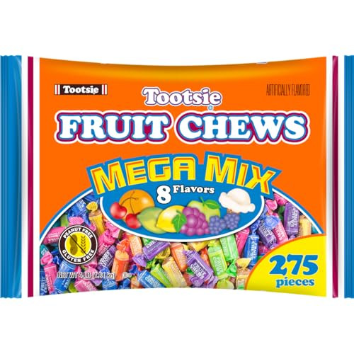 Tootsie Roll Fruit Chews Mega Mix 8 Flavors- 4 Pounds of Soft Fruity Rainbow Candy  5 Classic Flavors Plus 3 BONUS Flavors - Peanut and Gluten Free