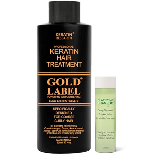 Gold Label 120ml+30 set Professional Results Brazilian Keratin Hair Treatment Blowout with Clarifying Shampoo Enhanced for All Hair Types Coarse Curl