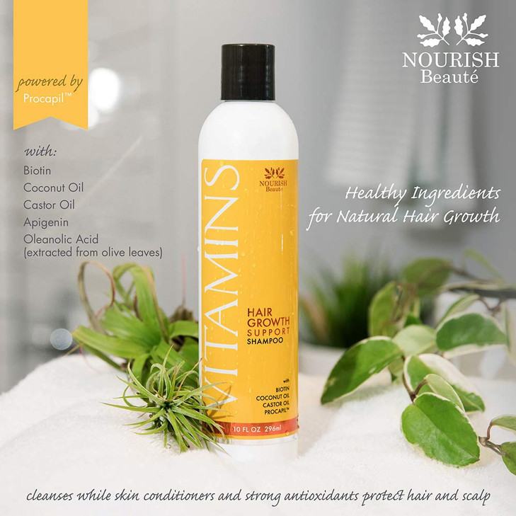 Nourish Beaute Vitamins Shampoo for Hair Loss that Promotes Hair Regrowth, Volume and Thickening with Biotin, DHT Blockers, Antioxidants, Oils and Ex