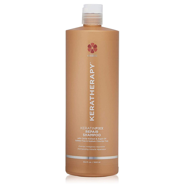 KERATHERAPY Keratin Infused KeratinFIXX Repair Shampoo, 33.8 fl. oz., 1000 ml - Repair Shampoo for Dry, Damaged or Frizzy Hair with Caviar Extract, A