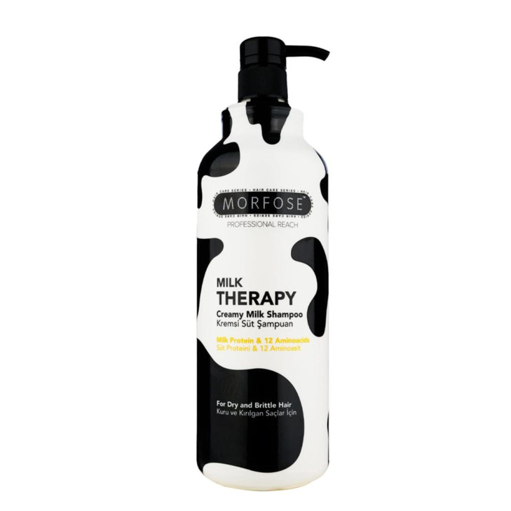 Morfose Professional Milk Therapy Creamy Hair Shampoo for Dry, Damaged, or Brittle Strands, Repairs and Protects, fuller, healthier, softer look, Eli