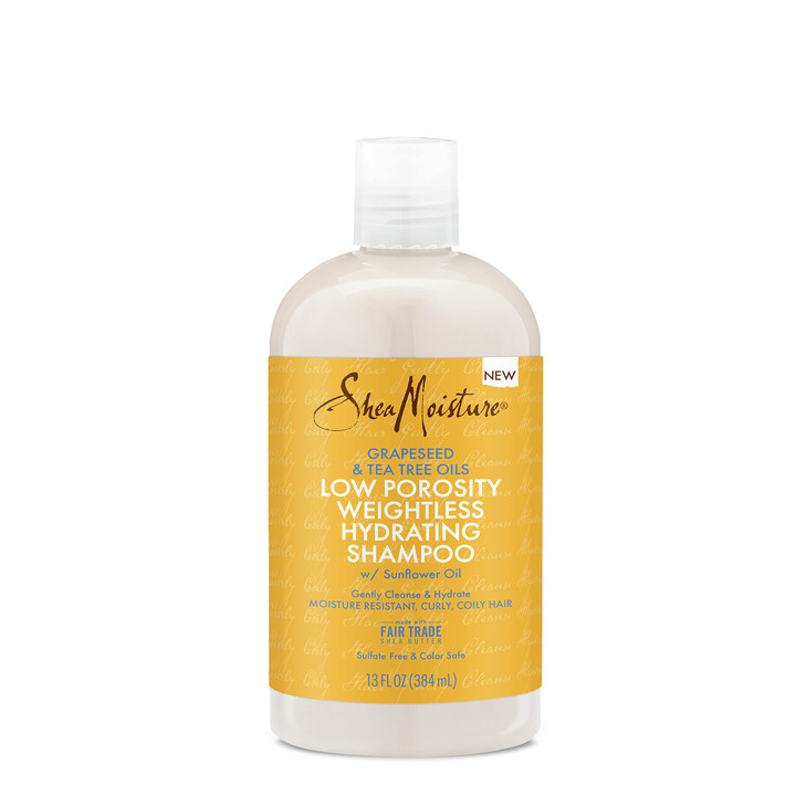 SheaMoisture Low Porosity Weightless Hydrating Shampoo For Moisture Resistant, Curly, Coily Hair Lightweight Hair Shampoo 13 fl oz