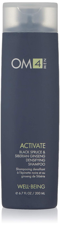 Organic Male OM4 Activate: Black Spruce & Siberian Ginseng Hair Densifying Shampoo, Stimulating and Nourishing haircare