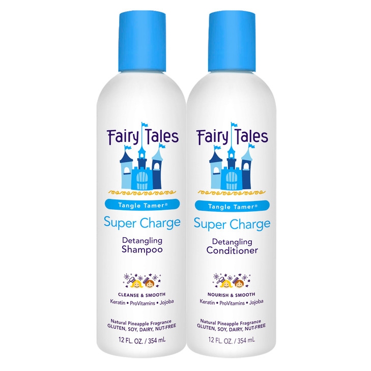 Fairy Tales Tangle Tamer Detangling Shampoo and Conditioner for Kids - Ultra Moisturizing and Anti Frizz Protection - Paraben Free, Sulfate Free - 12