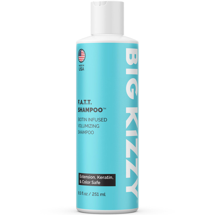 Big Kizzy F.A.T.T. Thickening Biotin Shampoo - Formulated for Extensions + Thin Hair - Sulfate & Paraben Free - Keratin & Color Safe Volumizing Shamp