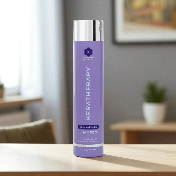 KERATHERAPY Keratin Infused Totally Blonde Violet Toning Shampoo, 10.1 fl. oz., 300 ml - Violet Shampoo for Blonde Color Treated Hair, Brassy, Silver