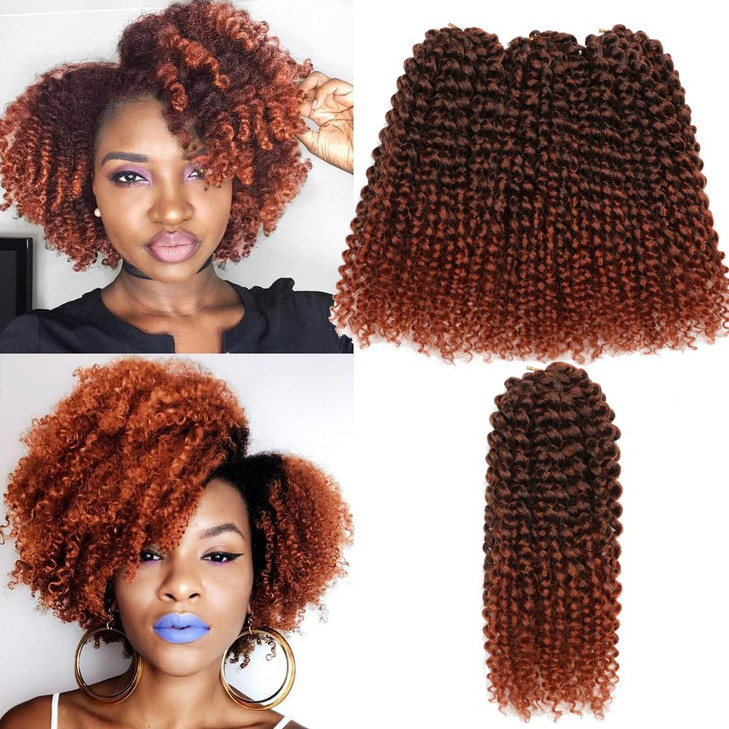 Short Kinky Curl Hairstyle 8 Inch 3pcs/pack Afro Kinky Twist Hair Soft Synthetic Crochet Braiding Hair Extention (1b/350)