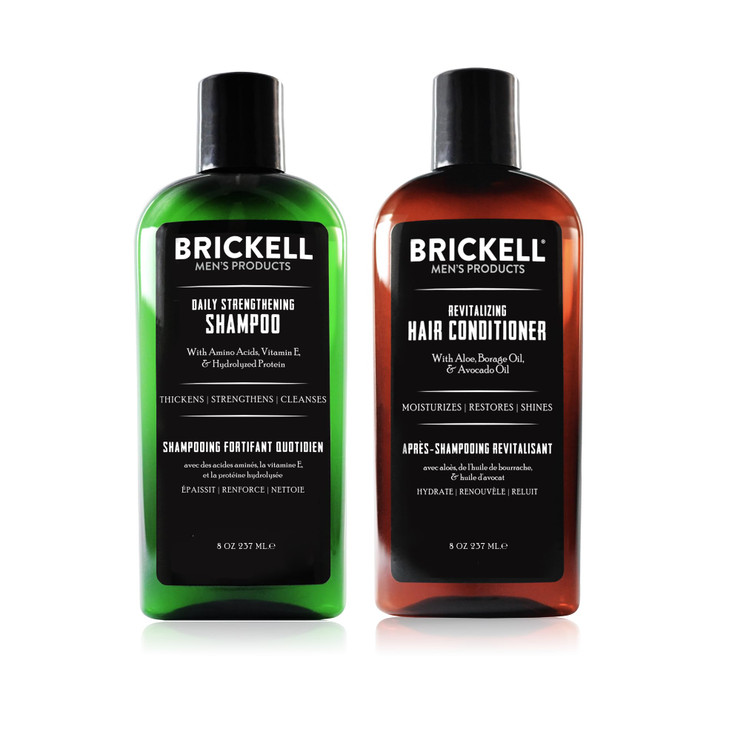 Brickell Men's Daily Revitalizing Hair Care Routine, Shampoo and Conditioner Set For Men, Mint and Tea Tree Oil Shampoo, Strength and Volume Enhancin