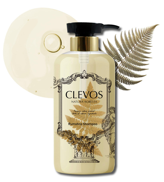 Clevos Natura Foresta Natural Organic Hair Shampoo 17.92 Fl Oz for Oily Itchy Scalp Type - Pleasant Rumohra Scent - Reduce Itchiness Dandruff Sulfate