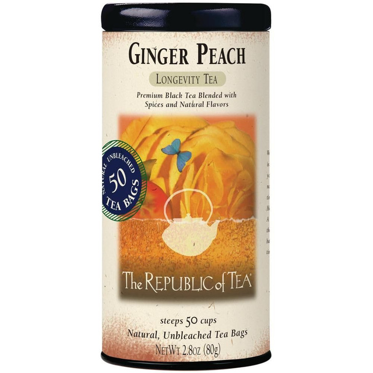 The Republic of Tea - Ginger Peach Black Tea, Caffeinated, 50 Count