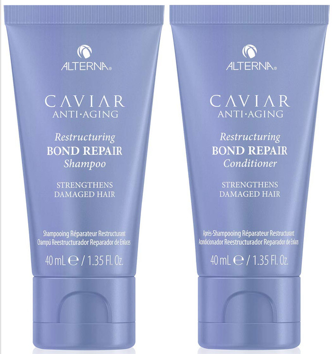 Alterna Haircare Caviar Anti-Aging Restructuring Bond Repair Shampoo and Conditioner, 1.35 Fl Oz (Pack of 2)