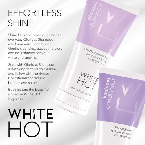 White Hot Shine Duo: Glorious Shampoo & Luminous Conditioner 200ml, shine & cleanse for glossy white & grey hair