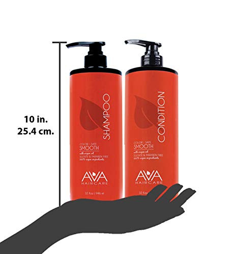 Ava Haircare - Smooth Shampoo And Conditioner - Vegan, Sulphate Free, Paraben Free, Cruelty Free (Set of 2, 33oz Each)