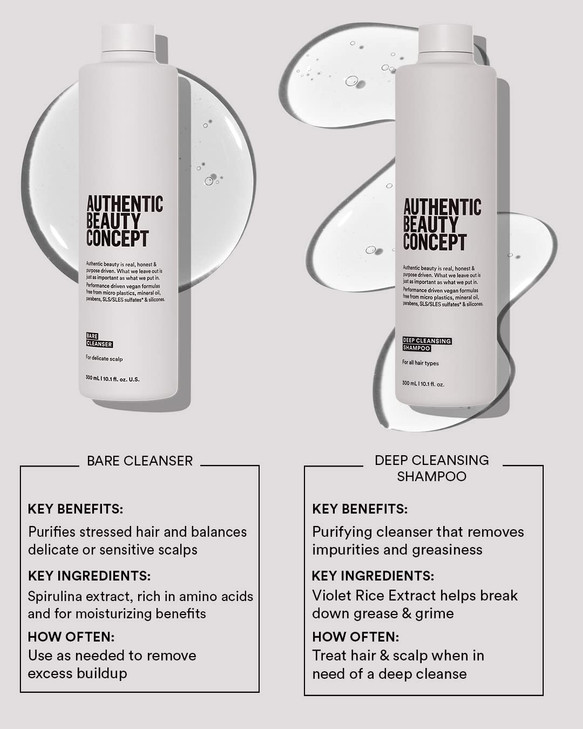 Authentic Beauty Concept Bare Cleanser | Fragrance-Free Shampoo | Unscented | Scalp Cleanser for Build Up | For Sensitive Scalp | All Hair Types | Ve