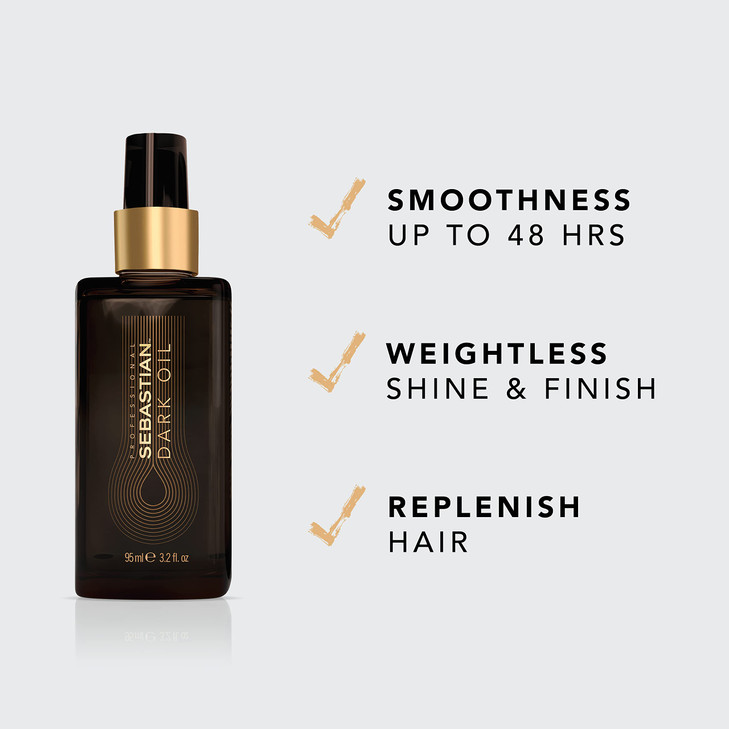 Sebastian Professional Dark Oil Lightweight Hair Styling Oil | Infused with Sandalwood, Cedarwood, & Argan Oils | 3.2 fl oz