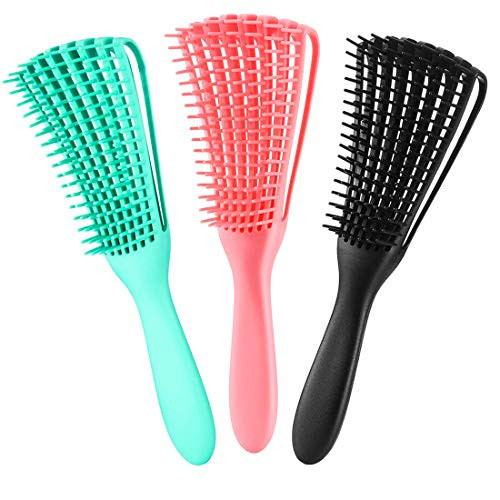 3 Pack Hair Detangler Brush for Afro America/African Textured 3a to 4c Kinky Wavy/Curly/Coily/Wet/Dry/Oil/Thick/Long Hair, Detangling Brush for Natur