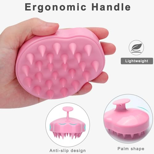FREATECH Massager Shampoo Brush with Soft Silicone Bristles for Scalp Care, Shower Hair Scalp Scrubber Exfoliator for Dandruff Removal and Hair Growt