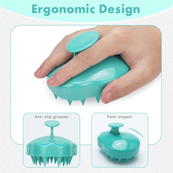 FREATECH Massager Shampoo Brush with Soft Silicone Bristles for Scalp Care, Shower Hair Scalp Scrubber Exfoliator for Dandruff Removal and Hair Growt