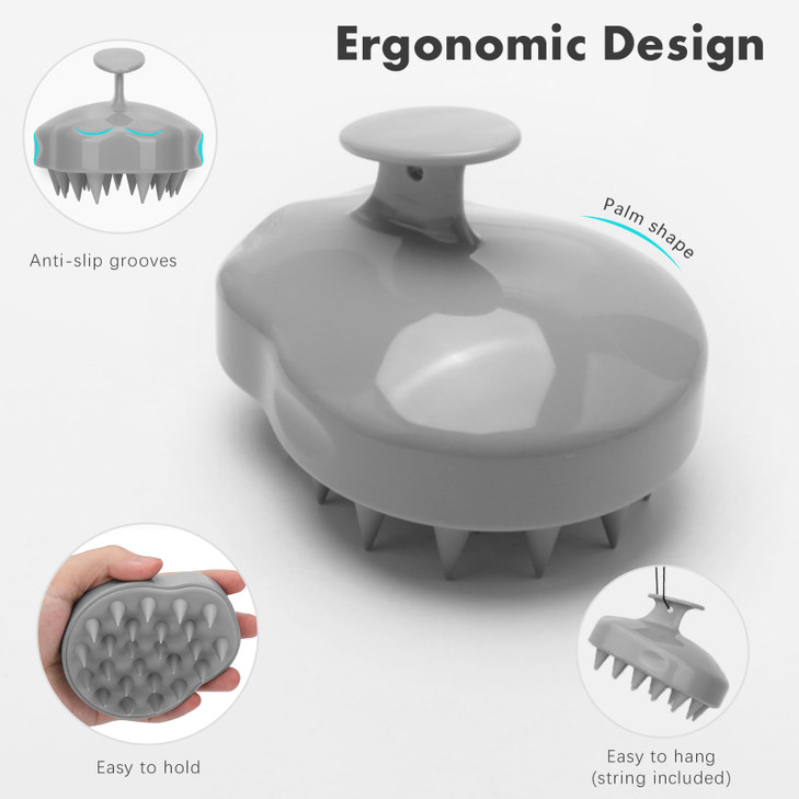 FREATECH Massager Shampoo Brush with Soft Silicone Bristles for Scalp Care, Shower Hair Scalp Scrubber Exfoliator for Dandruff Removal and Hair Growt