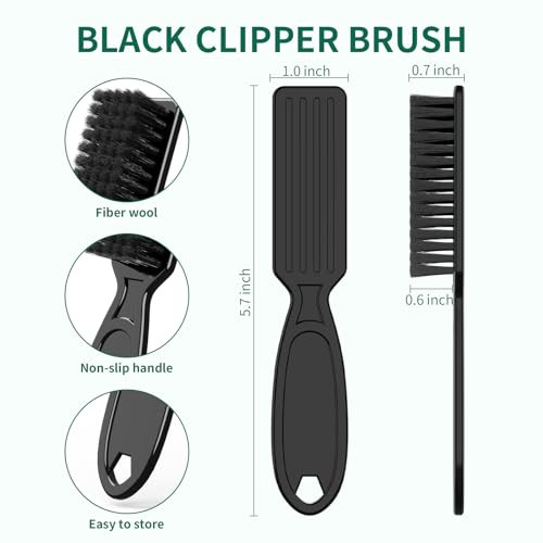 SQULIGT 6 Pcs Barber Clipper Brush Blade Trimmer Cleaning Brush Set Duster Manicure Nylon Brush Hair Styling Tool (Black)