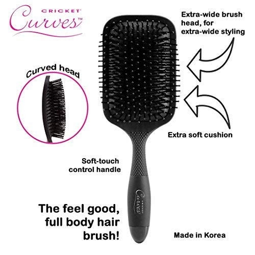 Cricket Curves Paddle Hair Brush  Large Wide Detangling Hairbrush for Women & Men  Ideal for Curly, Thick, and Wet  Smooth Glide Styling for All T
