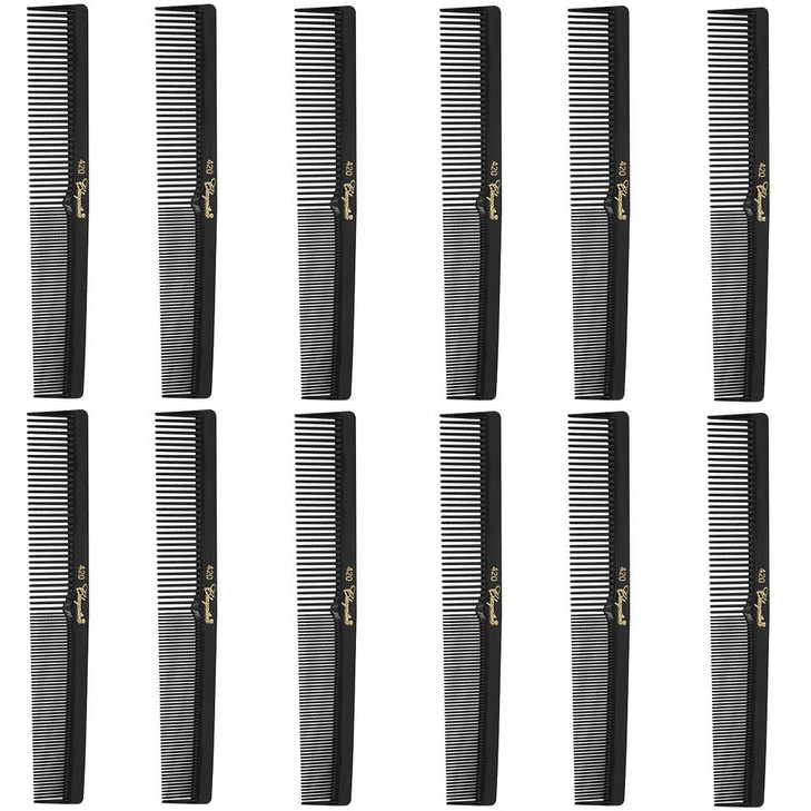 Krest Cleopatra 420 7" Flat Square Back Barber Hair Comb (12 Pack)