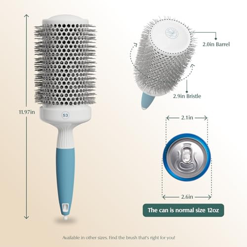 Professional Round Brush for Blow Drying - Large Ceramic Ion Thermal Barrel Brush for Sleek, Precise Heat Styling and Maximum Volume - Lightweight Ha