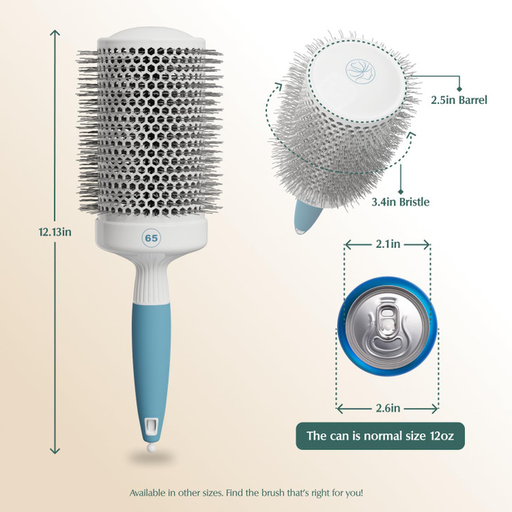Round Brush for Blow Drying - Extra Large Ceramic Ion Thermal Barrel for Precise Styling and Maximum Volume - Lightweight Hair Brush for Smooth Manag