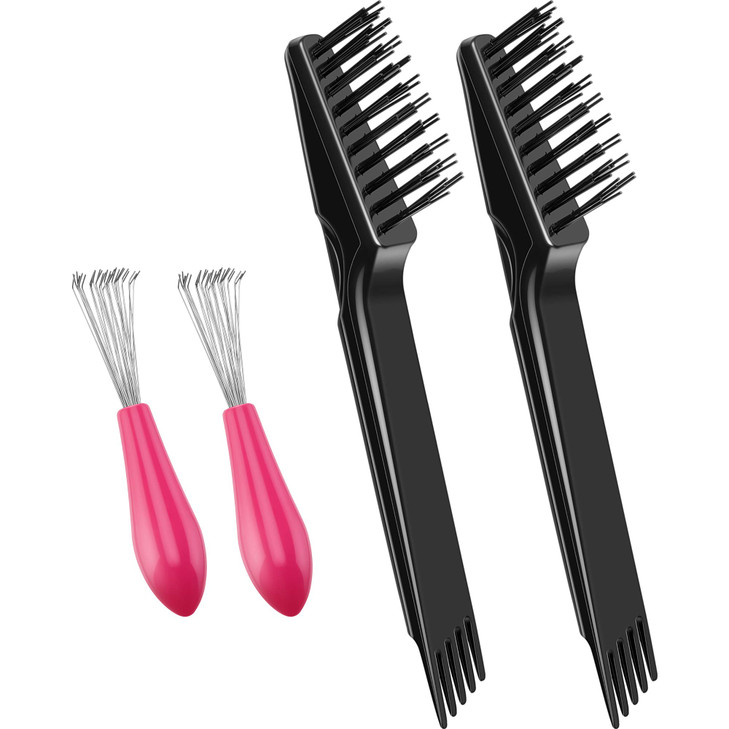 Boao 4 Pcs Hair Brush Cleaning Set Tool Mini Hair Cleaning Brush Cleaner Tool for Removing Dust Home Salon Use(Black)