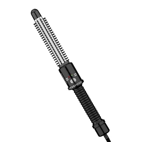 Conair Instant Heat Curling Iron Brush, 3/4-Inch Barrel Curling Brush for Short Hair, 30-Second Heat-Up with 25 Heat Settings for All Hair Types, Bla