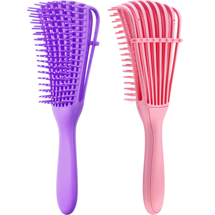 2 Pieces Detangling Brush for Afro America/African Hair Textured 3a to 4c Kinky Wavy/Curly/Coily/Wet/Dry/Oil/Thick/Long Hair, Knots Detangler Easy to