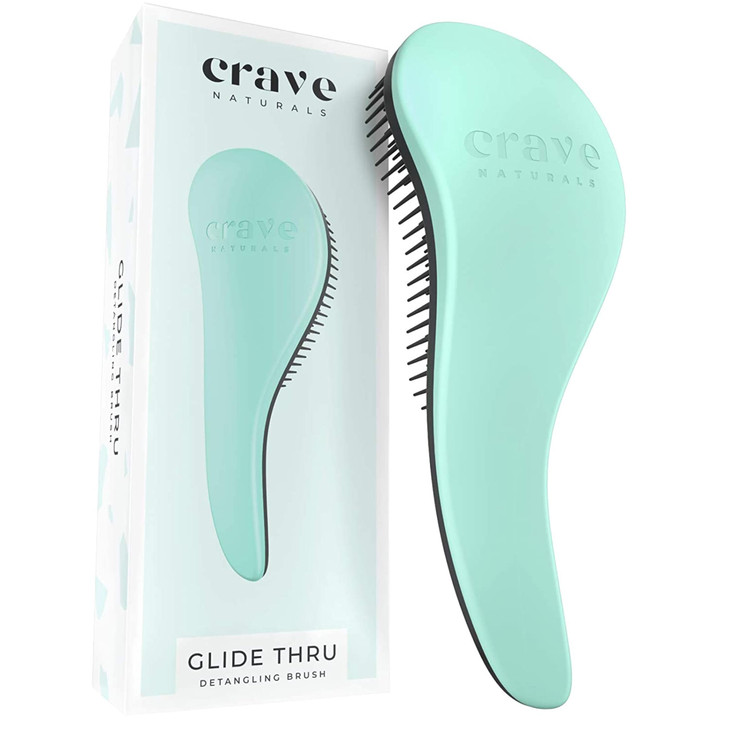Crave Naturals Biggie Glide Thru Hair Brush - Detangler Brush for Curly, Straight, Wet or Dry Hair - Gentle Detangling Brushes for Adults, Kids, Todd