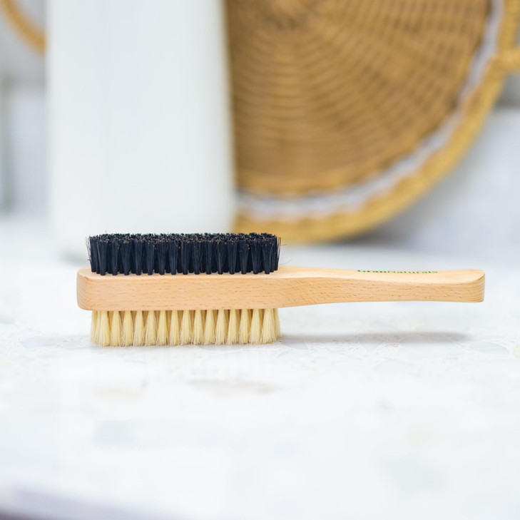 GranNaturals Double Sided Boar Bristle Hair Brush - Soft Hard Finishing & Smoothing Hairbrush for Slick Back to Style, Polish, & Lay Down Hair Flat t
