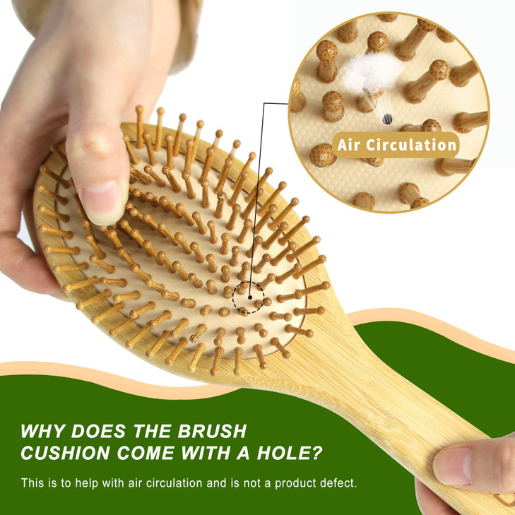MRD Hair brush, Natural Bamboo Paddle Detangling Hairbrush, Massage Scalp Thick/Thin/Curly/Dry Hair For Women & Men