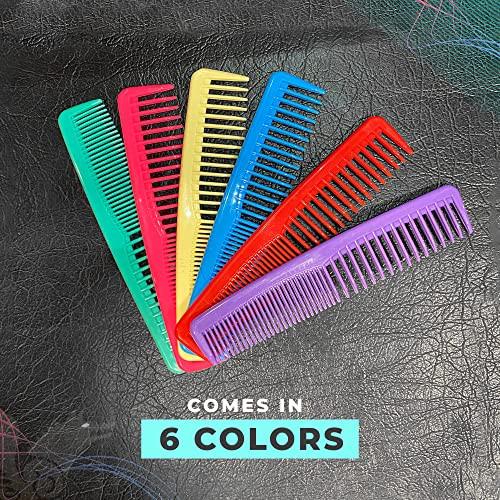 QITIMIR Colorful Hair Comb Set 6 Colors in Pack, Hair Combs For Women and Men and Kids, Detangler Comb, Wide Tooth Combs, Ideal For Cutting, Red, Blu