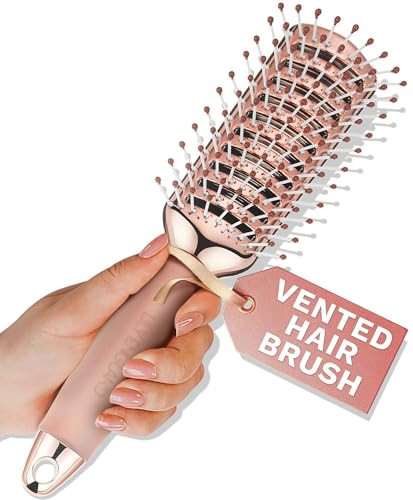Lily England Vented Hair Brush for Blow Drying - Easy Detangling Hairbrush for Women for Fine, Thick, Curly Hair with Non-Slip Gel Handle - Static Fr