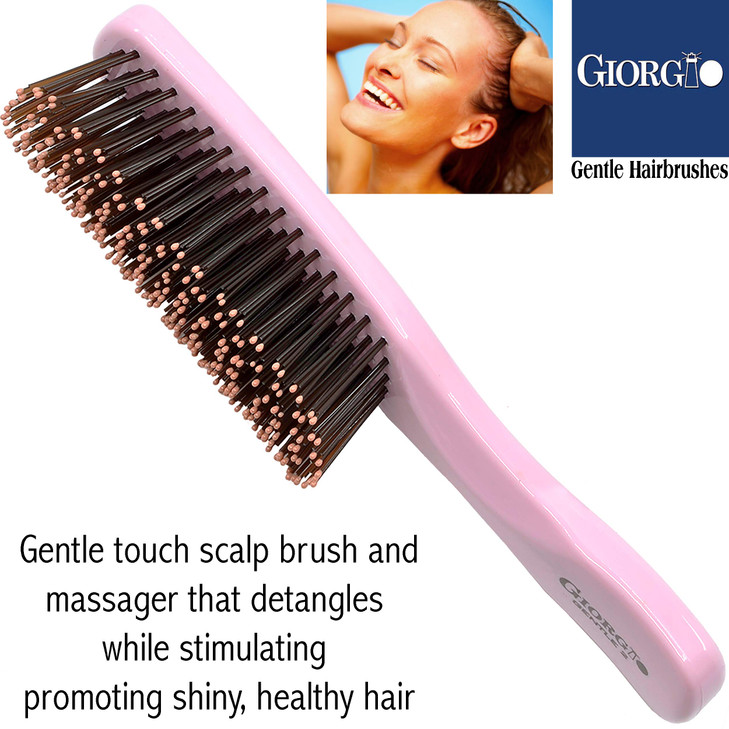 Giorgio GIO1IVY - GIO2IVY Ivory Gentle Touch Detangler Hair Brush for Men Women and Kids. Soft Bristles for Sensitive Scalp. Wet and Dry for all Hair