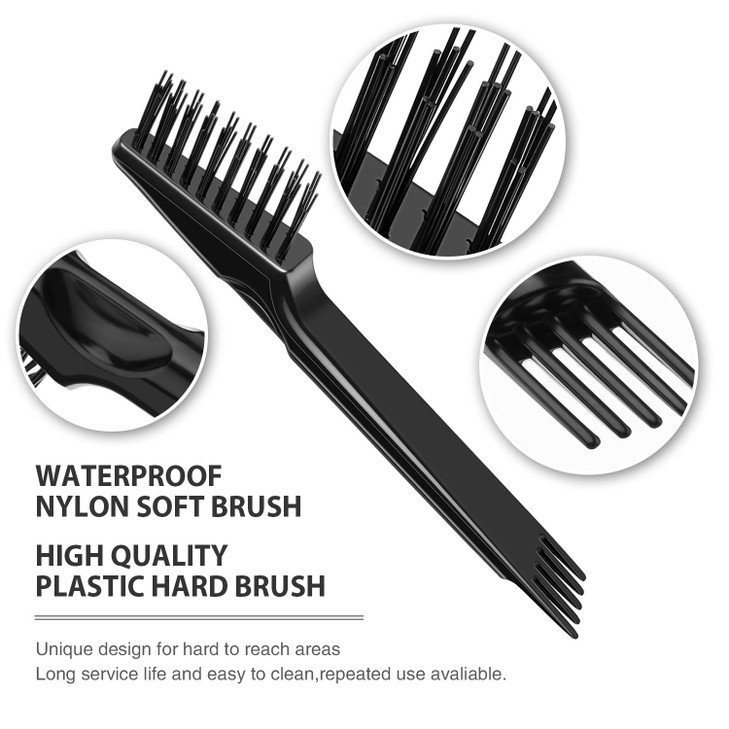 2 Pieces Hair Brush Cleaning Tools - Mini Comb Cleaner Rake with Wooden Handle for Removing Hair Dust at Home and Salon (Black)